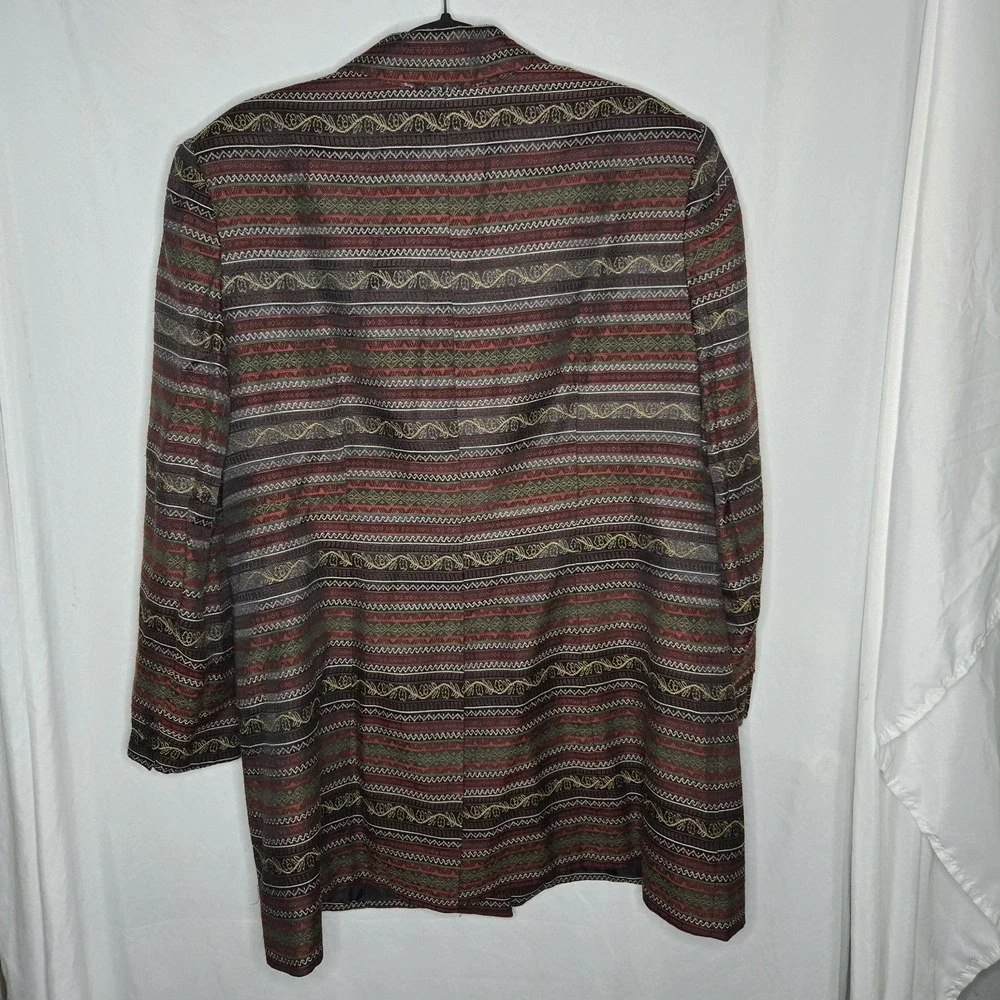 Clio 2 Suit Woman Vintage Long Blazer Woven Geometric Print Red Women's 18W 80's